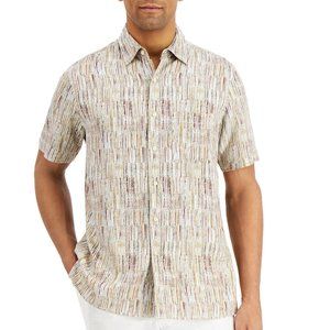 🪶Tasso Elba Men's Island Print Striped Shirt #178-7